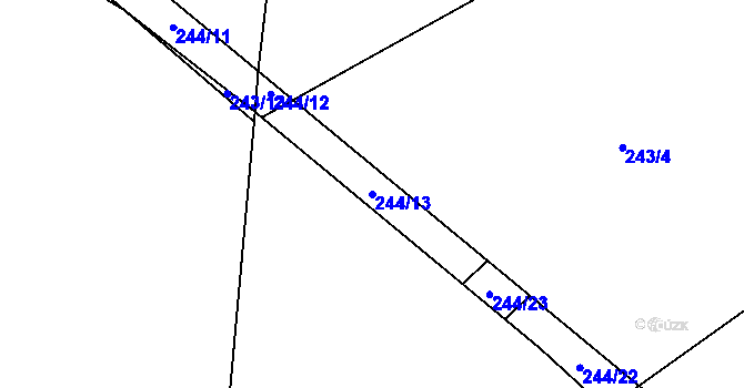 Parcela st. 244/13 v KÚ Bořkov, Katastrální mapa