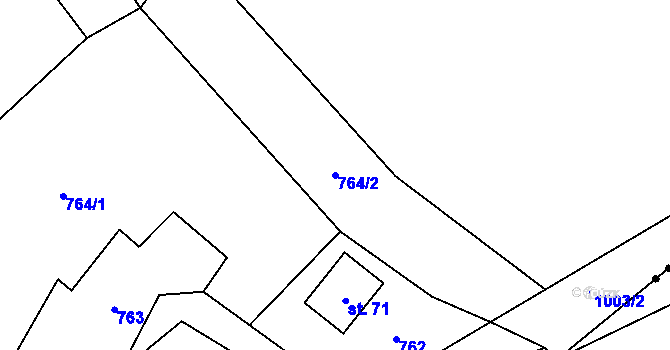 Parcela st. 764/2 v KÚ Bořkov, Katastrální mapa