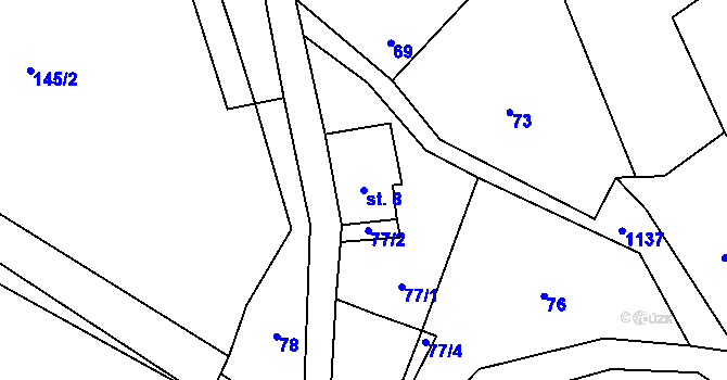 Parcela st. 8 v KÚ Nedvězí u Semil, Katastrální mapa