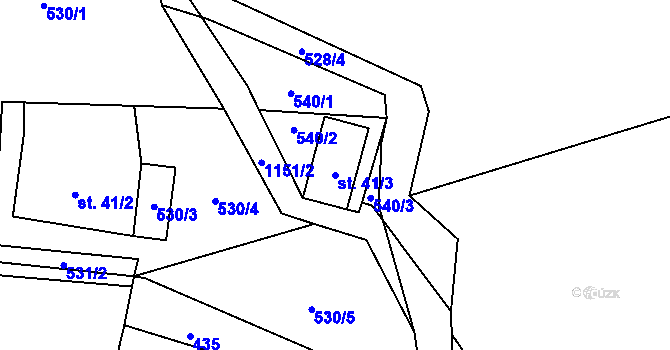 Parcela st. 41/3 v KÚ Nedvězí u Semil, Katastrální mapa
