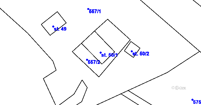 Parcela st. 50/1 v KÚ Nedvězí u Semil, Katastrální mapa