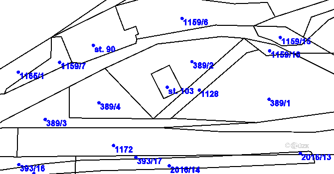 Parcela st. 103 v KÚ Nedvězí u Semil, Katastrální mapa