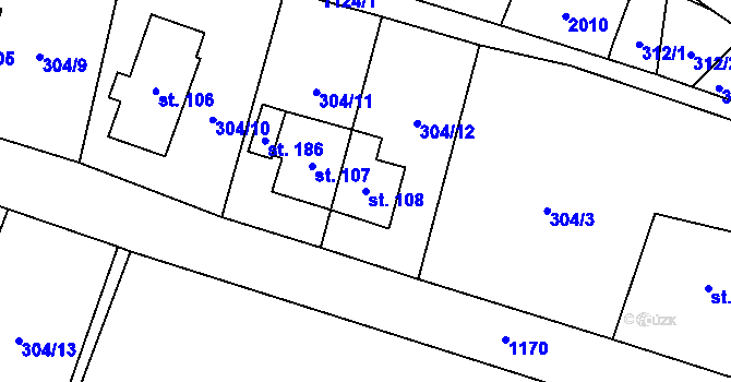 Parcela st. 108 v KÚ Nedvězí u Semil, Katastrální mapa