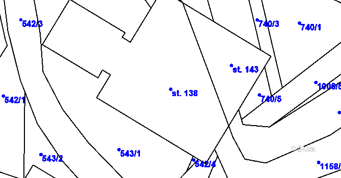 Parcela st. 138 v KÚ Nedvězí u Semil, Katastrální mapa