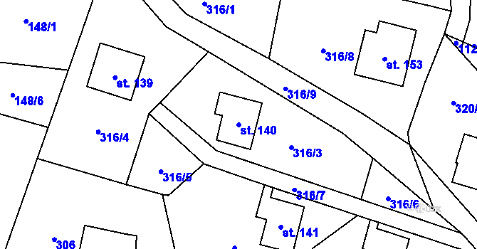 Parcela st. 140 v KÚ Nedvězí u Semil, Katastrální mapa