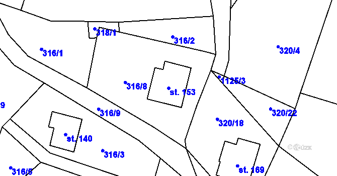 Parcela st. 153 v KÚ Nedvězí u Semil, Katastrální mapa