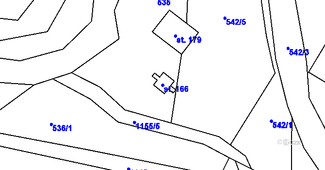 Parcela st. 166 v KÚ Nedvězí u Semil, Katastrální mapa