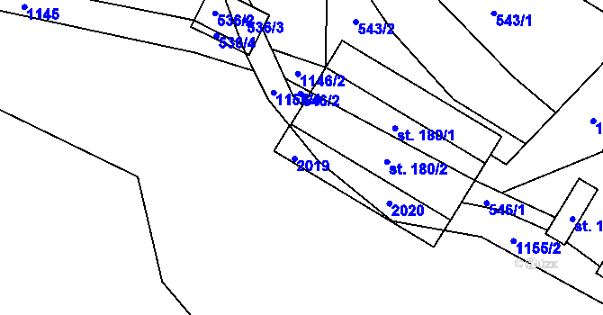 Parcela st. 180/3 v KÚ Nedvězí u Semil, Katastrální mapa