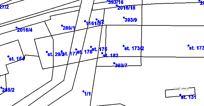 Parcela st. 182 v KÚ Nedvězí u Semil, Katastrální mapa