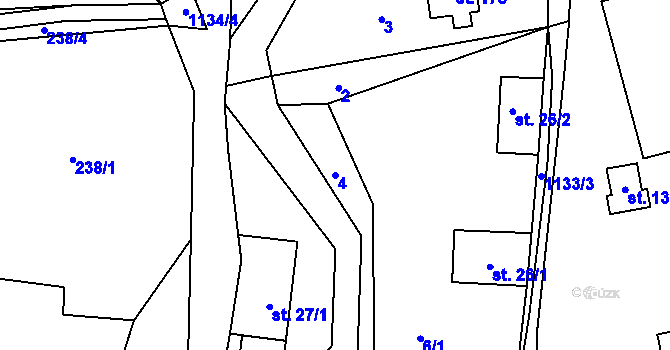 Parcela st. 4 v KÚ Nedvězí u Semil, Katastrální mapa