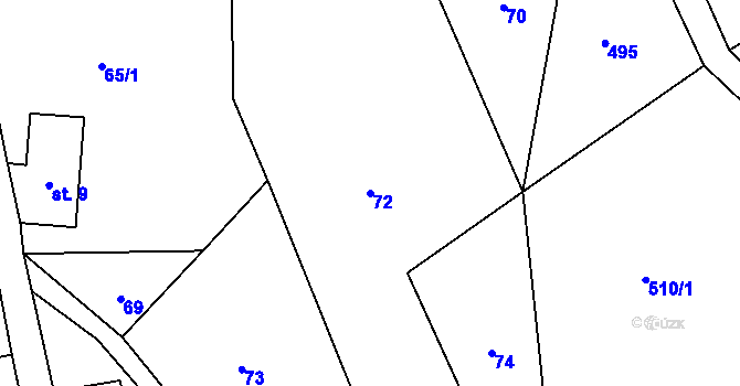 Parcela st. 72 v KÚ Nedvězí u Semil, Katastrální mapa