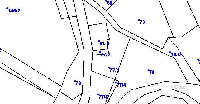 Parcela st. 77/2 v KÚ Nedvězí u Semil, Katastrální mapa