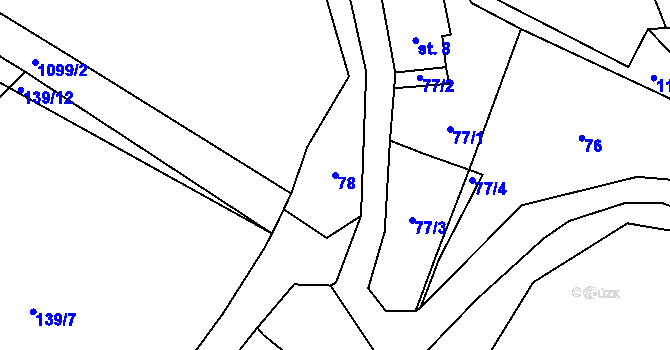 Parcela st. 78 v KÚ Nedvězí u Semil, Katastrální mapa