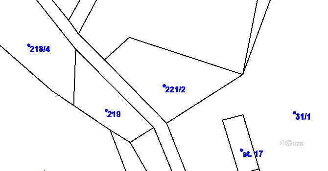 Parcela st. 221/2 v KÚ Nedvězí u Semil, Katastrální mapa