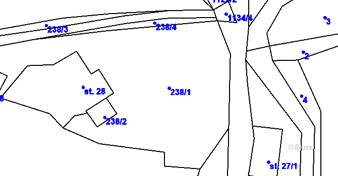 Parcela st. 238/1 v KÚ Nedvězí u Semil, Katastrální mapa