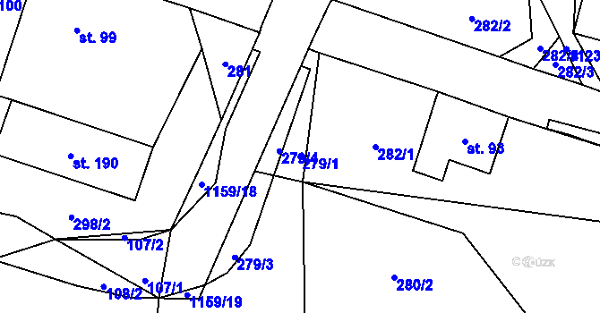Parcela st. 279/1 v KÚ Nedvězí u Semil, Katastrální mapa