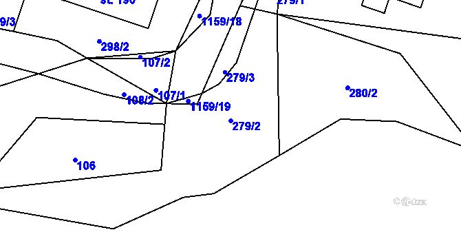Parcela st. 279/2 v KÚ Nedvězí u Semil, Katastrální mapa