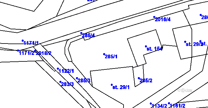 Parcela st. 285/1 v KÚ Nedvězí u Semil, Katastrální mapa