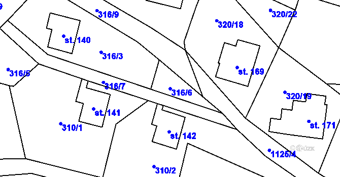 Parcela st. 316/6 v KÚ Nedvězí u Semil, Katastrální mapa