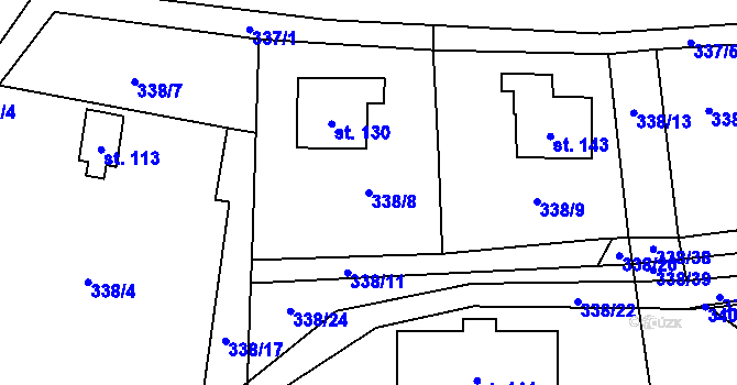 Parcela st. 338/8 v KÚ Nedvězí u Semil, Katastrální mapa