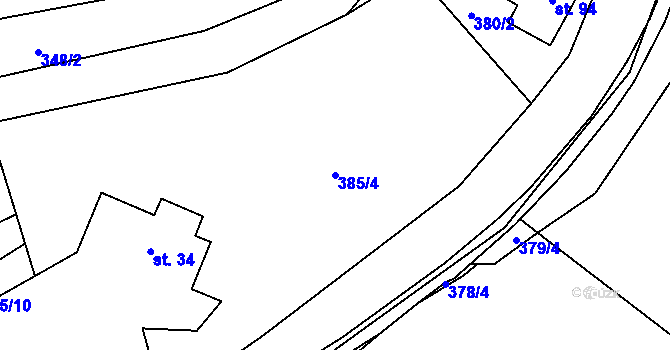 Parcela st. 385/4 v KÚ Nedvězí u Semil, Katastrální mapa