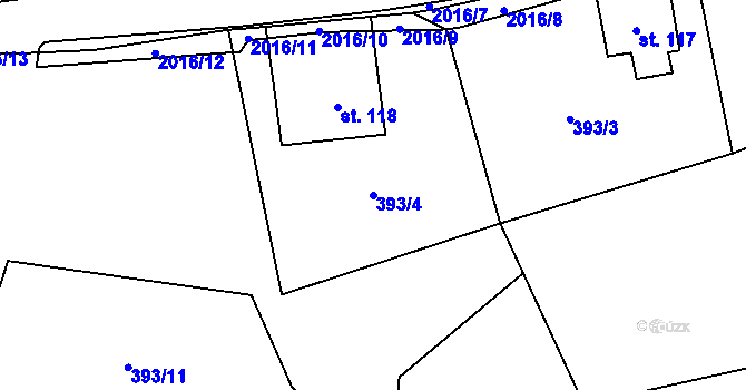 Parcela st. 393/4 v KÚ Nedvězí u Semil, Katastrální mapa