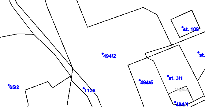 Parcela st. 494/2 v KÚ Nedvězí u Semil, Katastrální mapa