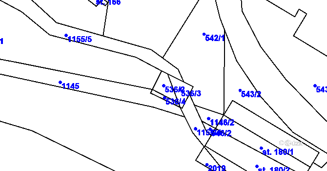 Parcela st. 536/2 v KÚ Nedvězí u Semil, Katastrální mapa