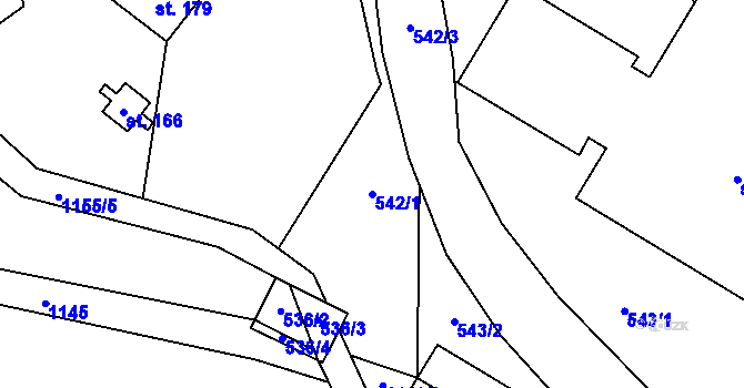 Parcela st. 542/1 v KÚ Nedvězí u Semil, Katastrální mapa