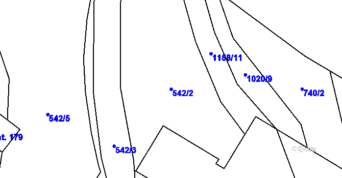 Parcela st. 542/2 v KÚ Nedvězí u Semil, Katastrální mapa