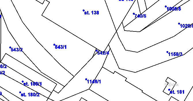 Parcela st. 542/4 v KÚ Nedvězí u Semil, Katastrální mapa
