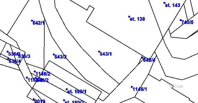 Parcela st. 543/1 v KÚ Nedvězí u Semil, Katastrální mapa