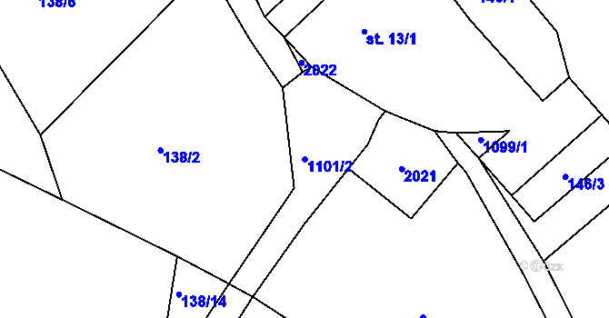 Parcela st. 1101/2 v KÚ Nedvězí u Semil, Katastrální mapa