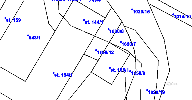Parcela st. 1158/12 v KÚ Nedvězí u Semil, Katastrální mapa