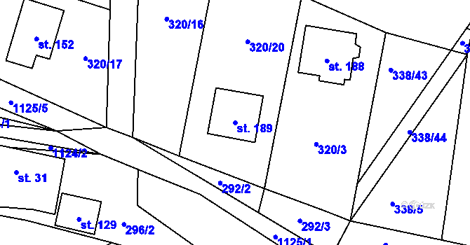 Parcela st. 189 v KÚ Nedvězí u Semil, Katastrální mapa