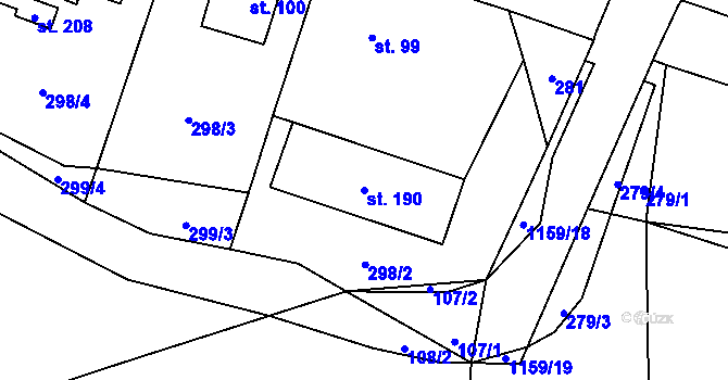 Parcela st. 190 v KÚ Nedvězí u Semil, Katastrální mapa