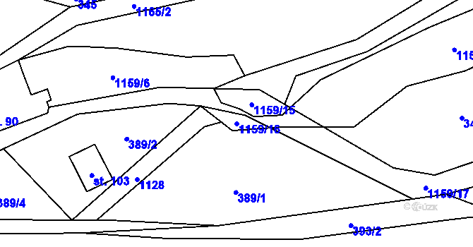 Parcela st. 1159/16 v KÚ Nedvězí u Semil, Katastrální mapa