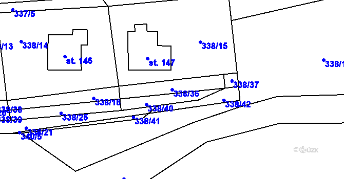 Parcela st. 338/36 v KÚ Nedvězí u Semil, Katastrální mapa