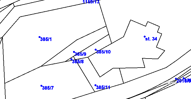 Parcela st. 385/10 v KÚ Nedvězí u Semil, Katastrální mapa