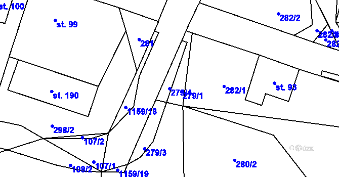 Parcela st. 279/4 v KÚ Nedvězí u Semil, Katastrální mapa