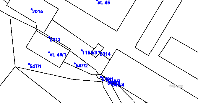 Parcela st. 2014 v KÚ Nedvězí u Semil, Katastrální mapa