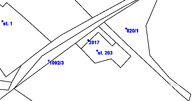 Parcela st. 203 v KÚ Nedvězí u Semil, Katastrální mapa