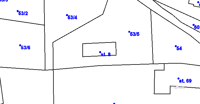 Parcela st. 8 v KÚ Slaná, Katastrální mapa