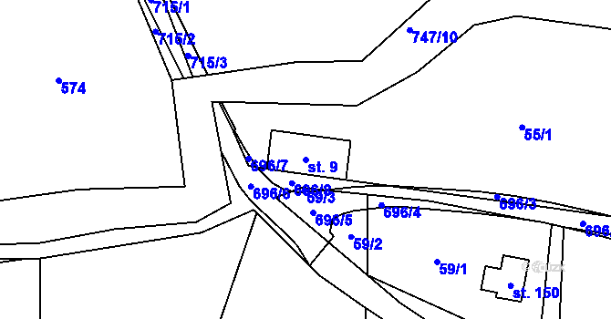 Parcela st. 9 v KÚ Slaná, Katastrální mapa
