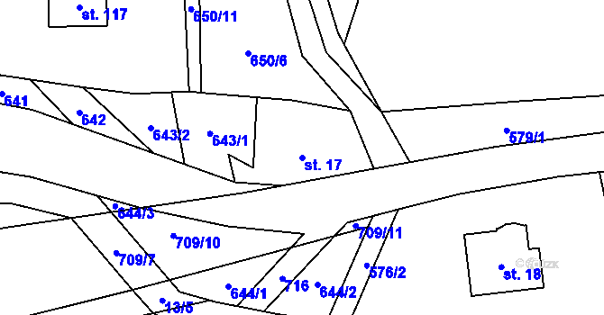 Parcela st. 17 v KÚ Slaná, Katastrální mapa