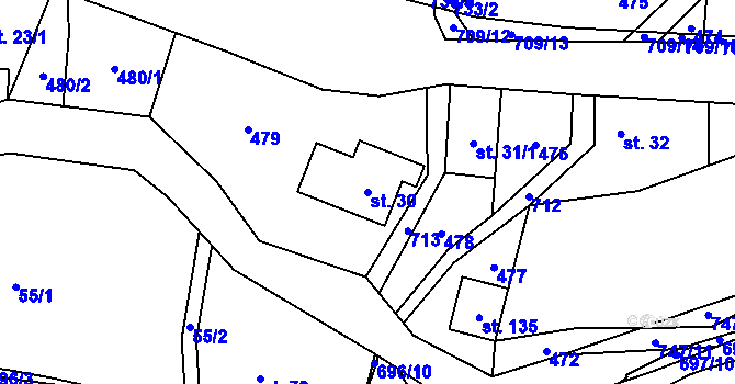 Parcela st. 30 v KÚ Slaná, Katastrální mapa