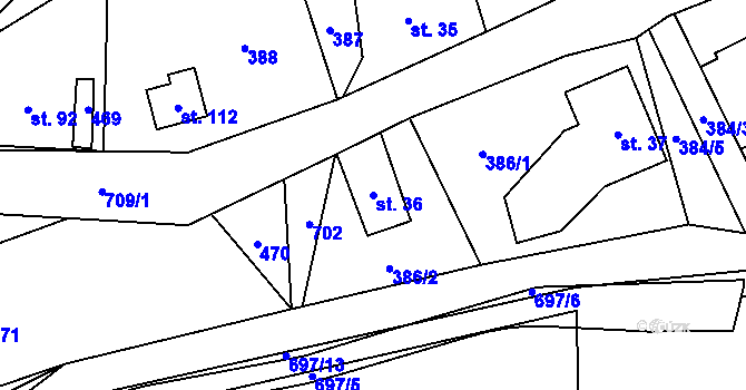 Parcela st. 36 v KÚ Slaná, Katastrální mapa