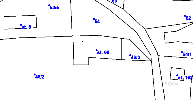 Parcela st. 69 v KÚ Slaná, Katastrální mapa