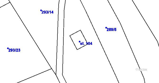 Parcela st. 104 v KÚ Slaná, Katastrální mapa