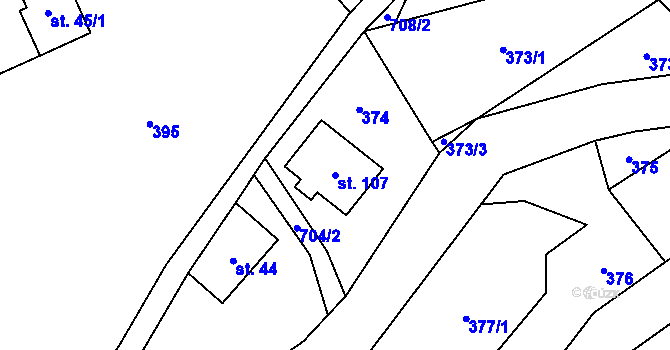 Parcela st. 107 v KÚ Slaná, Katastrální mapa